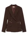 Elisabetta Franchi Lightweight Crepe Jacket With Zip Details By In Brown
