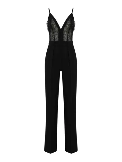 Elisabetta Franchi Lightweight Crepe Jumpsuit In Black