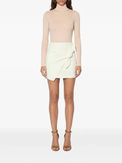 Elisabetta Franchi Lightweight Crêpe Miniskirt With Bow In Neutral