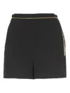 Elisabetta Franchi Shorts In Lightweight Crepe With Jeweled Chain Clothing In Black