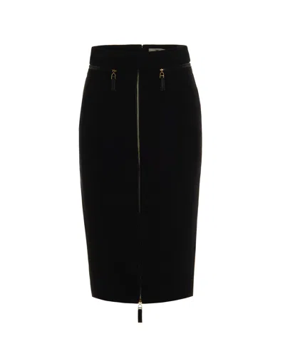 ELISABETTA FRANCHI LIGHTWEIGHT CREPE SKIRT WITH BLACK ZIP