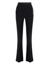 Elisabetta Franchi Lightweight Crepe Trousers With Jewel Chain In Black