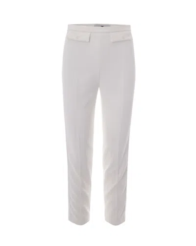 Elisabetta Franchi Lightweight Crepe Trousers With Satin Side Bands In White