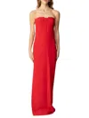 Elisabetta Franchi Strapless Side-split Maxi Dress In Red