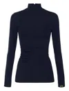 Elisabetta Franchi High-neck Long-sleeve Top In Blue