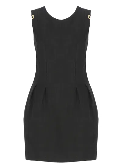 Elisabetta Franchi Linen And Viscose Dress In Black
