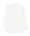 Elisabetta Franchi Linen Blend Double-breasted Jacket In Beige