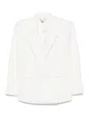 Elisabetta Franchi Linen Blend Double-breasted Jacket In White