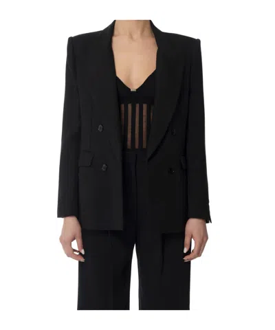 Elisabetta Franchi Linen-blend Gabardine Jacket In Black