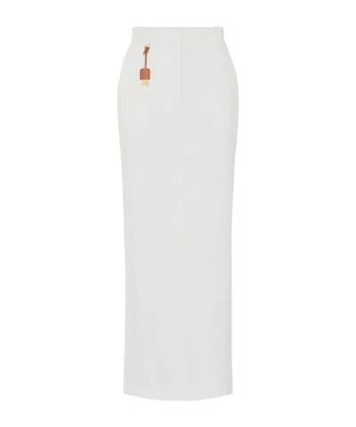 Elisabetta Franchi Linen-blend Gabardine Skirt In Ivory