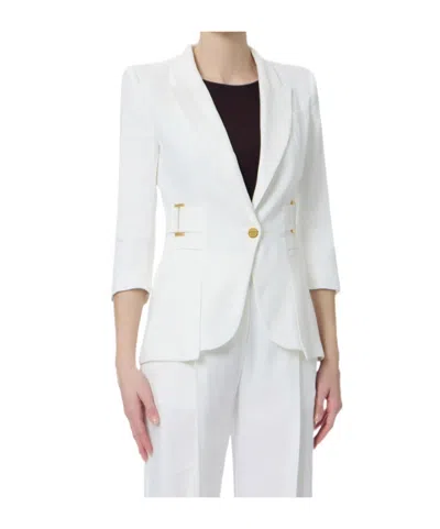 Elisabetta Franchi Linen-blend Jacket In Burgundy