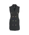 Elisabetta Franchi Linen Blend Mini Dress In Black