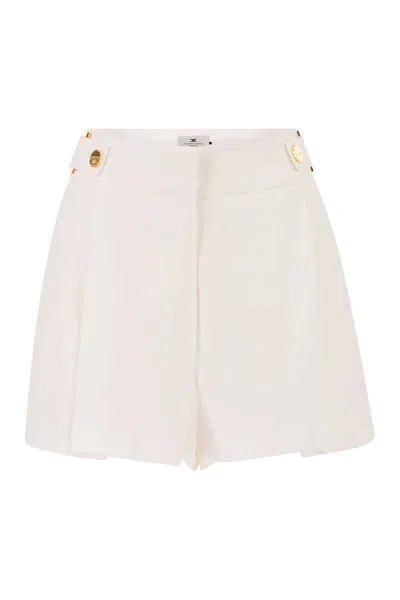 Elisabetta Franchi Linen Blend Shorts In Neutral