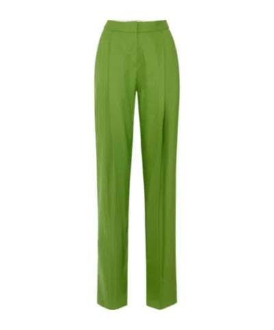 Elisabetta Franchi Linen-blend Trousers In Green