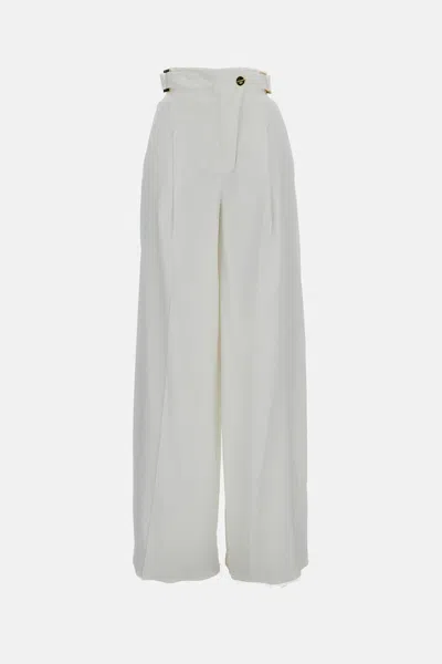 Elisabetta Franchi Linen Blend Trousers In White