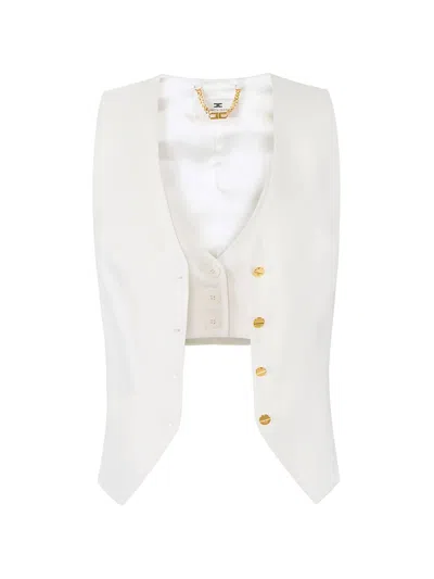 Elisabetta Franchi Asymmetrical Cut Gilet In White