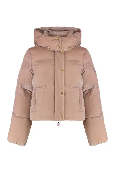 Elisabetta Franchi Linguaggio: Italiano (it) -> Inglese (en)translation: Velvet Puffer Jacket In Brown