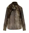 Elisabetta Franchi Sheer Silk Blouse With Integrated Scarf In Brown