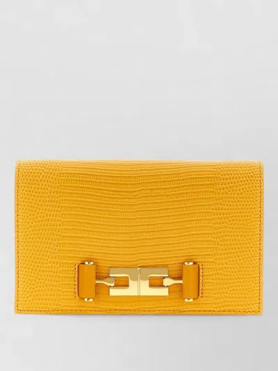 Elisabetta Franchi Lizard Pattern Clutch Bag Removable Strap In Yellow