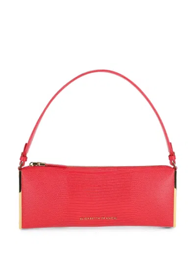Elisabetta Franchi Lizard-effect Gold-tone Trim Shoulder Bag In Red
