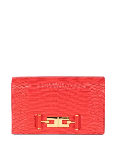 Elisabetta Franchi Lizard-effect Logo-plaque Shoulder Bag In Blue