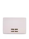 Elisabetta Franchi Rectangular Pink Smooth Geometric Clasp Clutch In Pink