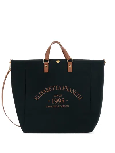 Elisabetta Franchi Logo Appliqué Tote Bag In Black