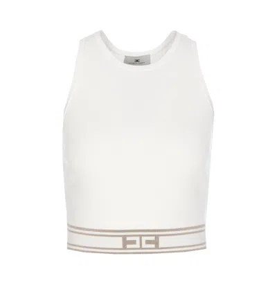 Elisabetta Franchi Contrasting-band Tank Top In White
