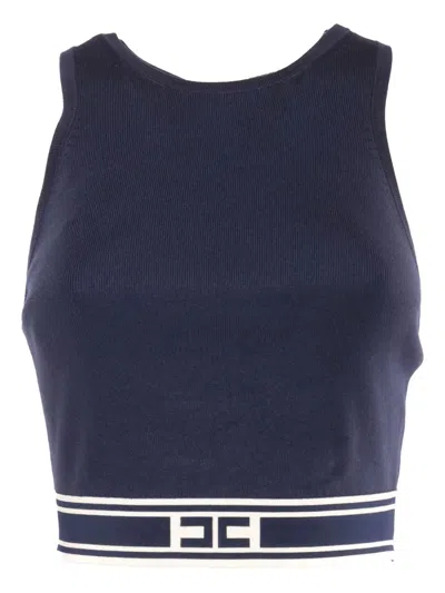 ELISABETTA FRANCHI LOGO-BAND SLEEVELESS TOP