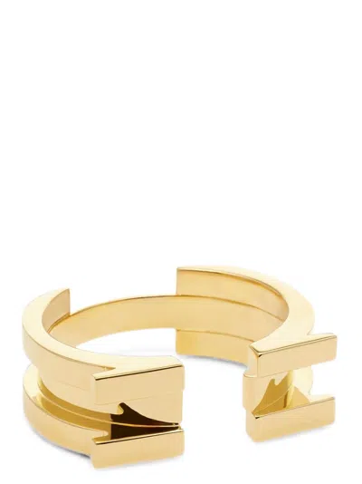 Elisabetta Franchi Rigid Bracelet With Logo Details In Transparent