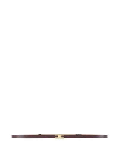 Elisabetta Franchi Logo Belt In Brown