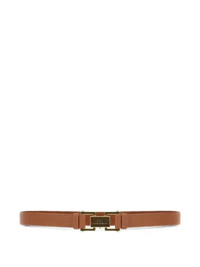 Elisabetta Franchi Logo Belt In Brown