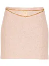 ELISABETTA FRANCHI LOGO-BELT TWEED MINI SKIRT