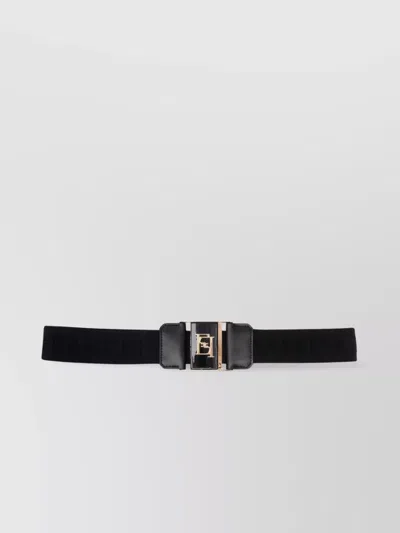 Elisabetta Franchi Logo Belt With Adjustable Elasticized Strap In Black