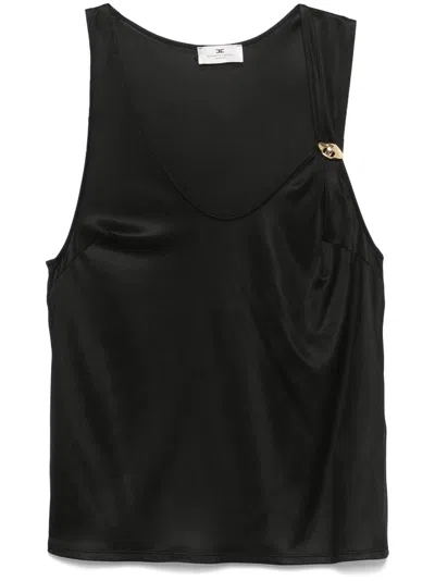 Elisabetta Franchi Logo-brooch Tank Top In Black