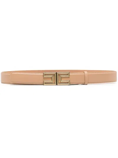 Elisabetta Franchi Logo-buckle Belt In Brown