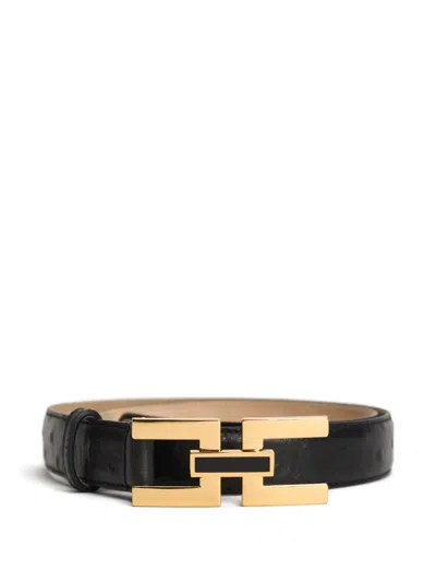 Elisabetta Franchi Logo Buckle Belt In Black