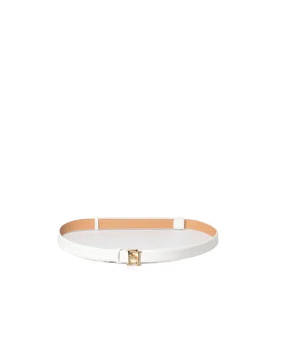 Elisabetta Franchi Logo Buckle Belt In Ivory