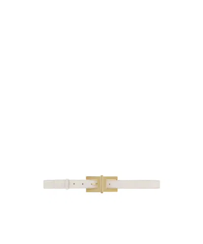 Elisabetta Franchi Logo Buckle Belt In Milk Color