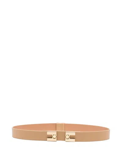 Elisabetta Franchi Logo-buckle Belt In Neutral