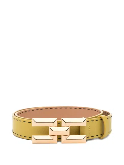 Elisabetta Franchi Logo-buckle Leather Belt In Yellow