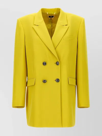 ELISABETTA FRANCHI LOGO BUTTON DOUBLE-BREASTED BLAZER