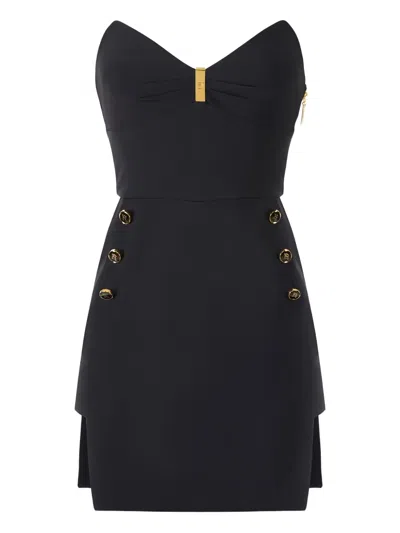 ELISABETTA FRANCHI LOGO-BUTTON MINI DRESS