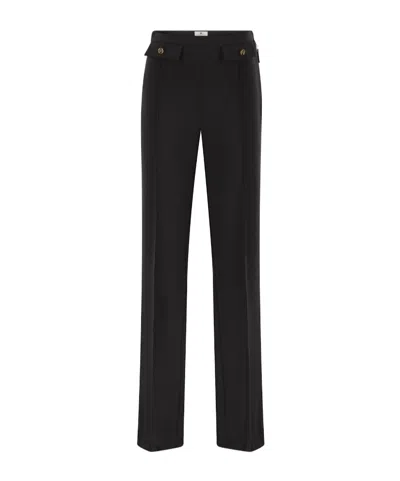 ELISABETTA FRANCHI LOGO-BUTTON TROUSERS