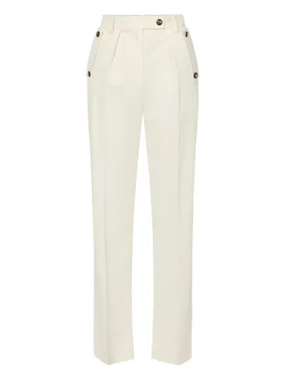 Elisabetta Franchi Logo-button Trousers In Neutral