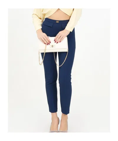 Elisabetta Franchi Logo Casual Pants In Blue