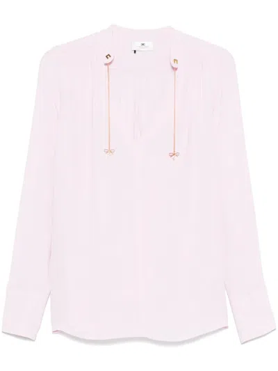 Elisabetta Franchi Logo-charm Georgette Blouse In Quartz