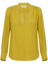 Elisabetta Franchi Logo-charm Georgette Blouse In Yellow