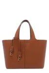 Elisabetta Franchi Logo Charm Medium Tote Bag In Brown