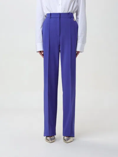 Elisabetta Franchi Logo Charm Straight Leg Trousers In Purple